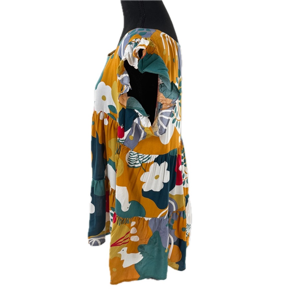 First Love by Lovelyn Colorful Floral Doves Tunic Top Blouse Size Medium - Picture 9 of 16